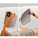 Lianfudai  Vintage Rimless Sunglasses Fashion Summer UV400 Women Shades Ladies Eyeglasses for Unisex Glasses