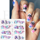 Lianfudai 12pcs Neon Graffiti Rainbow Design Stickers For Nails Halloween Skeleton Bleeding Ghost Vessel Sliders Decor Accessory LEJF37-48