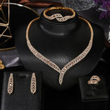 Lianfudai Classic rectangular cubic zirconia wedding necklace and earring set Dubai Nigeria CZ Bridal Jewelry Set