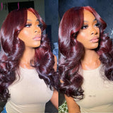 Lianfudai Dark Burgundy Color 13X4 Lace Front Wigs For Women 13x6 Lace Front Human Hair Wig 99J Body Wave Brazilian Hair Wig Glueless Wig