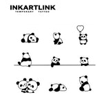 Lianfudai 9 cute pandas Temporary Tattoo,Lasts To 15 Days New Technology Magic Waterproof Semi Permanent Sticker.