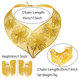 Lianfudai Woman Jewelry Set Dubai Gold Plated Necklace All Copper Material Hollow Surround Necklace Simple Flower Style Nigeria Jewelry