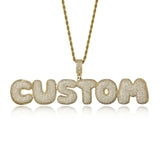 Lianfudai Hip Hop Custom Name Zircon Iced Out Bubble Letters Chain Pendants&Necklaces For Men Jewelry With Gold   Cuban Tennis Chain