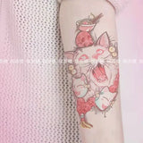 Lianfudai Tatoo Waterproof Cat Japanese Cute Pet Arm Semi Permanent Tattoo Cat Animal Funny Tattoo Sticker Temporary Tattoos for Men Women