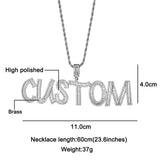 Lianfudai Hip Hop Custom Name Letters Cubic Zircon Bling Baguette Letters Iced Out Chain Pendants & Necklaces For Men Jewelry