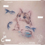 Lianfudai Tatoo Waterproof Cat Japanese Cute Pet Arm Semi Permanent Tattoo Cat Animal Funny Tattoo Sticker Temporary Tattoos for Men Women