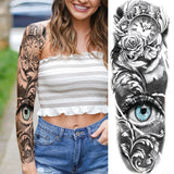 Lianfudai Sexy Full Arm Temporary Tattoos Sticker For Women Men Adult Gun Nun Vines Realistic Fake Tattoo Sleeves Large Tatoos Paste