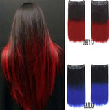 Lianfudai  24inche 5Clip Long Straight Hair Gradient Straight Hair Synthesis Hair Extension High Temperature Women Hair Extension