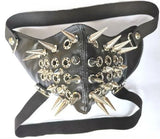 Lianfudai Cool Long Spike Studded Steampunk Leather Thick Cotton Winter Mask Biker Rock and row long spikes Performance cosplay party mask