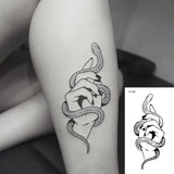 Lianfudai 1Pcs Small Panda Waterproof Temporary Tattoos Black Snake Cat Fox Tattoo Stickers Body Art Fake Taty Cute Tattoos For Men Women