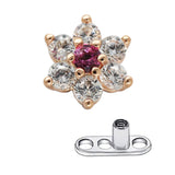 Lianfudai  Micro Dermal Anchor Top Skin Drivers Surface Dermal Piercing Flower Heads Charming CZ Implant Body Jewelry 14g