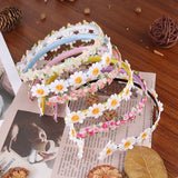 Lianfudai Boho Chic Daisy Girls Headbands Women Solid Embroidery Flower Hair Bands Kids Candy Chrysanthemum Headwear Hair Accessories