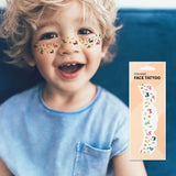 Lianfudai New Face Temporary Tattoos For Kids Cartoon Butterfly Fruit Dinosaur Face Freckle Tattoo Stickers for Girls Boys Makeup Party