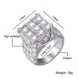 Lianfudai Hip Hop Glacier Ring 18K Gold Plated Full Cubic Zircon Charm Iced Out Bling Popular Tready Square Ring For Men Jewelry