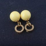 Lianfudai Potara earrings Cosplay Charm Earrings Yellow And Green Round Eardrop Earrings Jewelry For Women Girls Lovely Gift