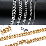 Lianfudai Vnox Cuban Chain Necklace for Men Women,Basic Punk Stainless Steel Curb Link Chain Chokers,Vintage Gold Color Solid Metal Collar