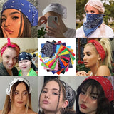 Lianfudai  Fashion Women Bandana Scarf Girls Kids Punk Square Bandanas Headwear Bohemian Head Scarf Headbands Hair Accessories