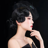 Lianfudai  Retro Wig Bangs Women Hand Push Corrugated Wig Piece Bangs Hair Extension Women Show Wave Bangs Headdress