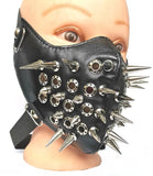 Lianfudai Cool Long Spike Studded Steampunk Leather Thick Cotton Winter Mask Biker Rock and row long spikes Performance cosplay party mask