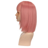 Lianfudai Women's Short wig Synthetic Short Straight BOb Wigs With Air Bangs Daily Wear Heat-Resistant Wig Cosplay Short Bob Wig