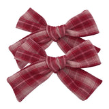 Lianfudai 2 PCS 4 inches Plaid Festive Accessories Tartan Bow Hair Clips Scottish Bow Barrettes for Kids Baby Girls