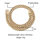 Lianfudai Hip Hop 10MM Gold Color CZ Cuban Prong Chain Necklaces Box Buckle Full Iced Out Zircon Luxury Bling Chain For Men Choker Jewelry