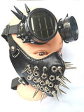 Lianfudai Cool Long Spike Studded Steampunk Leather Thick Cotton Winter Mask Biker Rock and row long spikes Performance cosplay party mask