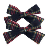 Lianfudai 2 PCS 4 inches Plaid Festive Accessories Tartan Bow Hair Clips Scottish Bow Barrettes for Kids Baby Girls