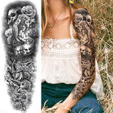 Lianfudai Sexy Full Arm Temporary Tattoos Sticker For Women Men Adult Gun Nun Vines Realistic Fake Tattoo Sleeves Large Tatoos Paste