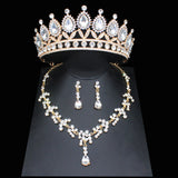 Lianfudai Luxury Crystal Wedding Bridal Jewelry Sets For Women Girl Tiara/Crown Earrings Necklace Pageant Prom Jewelry Accessories