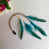 Lianfudai 2024 New Fashionable Boho Feather Headband Wig Beaded Feather Headdress Handmade Hair Clip Girl Hair Accessories High Quality