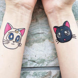 Lianfudai Tatoo Waterproof Cat Japanese Cute Pet Arm Semi Permanent Tattoo Cat Animal Funny Tattoo Sticker Temporary Tattoos for Men Women