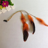 Lianfudai 2024 New Fashionable Boho Feather Headband Wig Beaded Feather Headdress Handmade Hair Clip Girl Hair Accessories High Quality