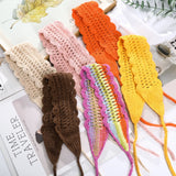 Lianfudai Haimeikang New Crochet Hair Band Women Scarf Solid Color Knitting Headbands Bandanas Wide Elastic Hairbands Fashion Accessories