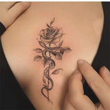 Lianfudai Waterproof Temporary Tattoo Sticker Rose Snake Design Body Art Fake Tattoo Flash Tattoo Chest Female Male