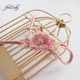 Lianfudai Kids Women Burned Vintage Rose Flower Headband With Pearl Nylon Stretch Headband