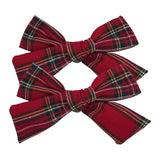 Lianfudai 2 PCS 4 inches Plaid Festive Accessories Tartan Bow Hair Clips Scottish Bow Barrettes for Kids Baby Girls