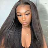 Lianfudai Glueless Kinky Straight Curly Yaki Synthetic Lace Front Wigs For Women Lace Frontal Wigs Full Hair Cosplay Daily Wig Heat Resist