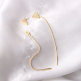 Lianfudai New Fashion Simple Triangle Earrings Tassel Chain Long Earrings For Women Ear Line Boucle D'oreille Femme Valentine's Day Gift