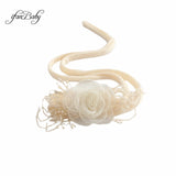 Lianfudai Kids Women Burned Vintage Rose Flower Headband With Pearl Nylon Stretch Headband