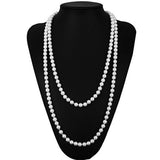 Lianfudai 1.5m -8mm fashion glass imitation pearl necklace women's simple knot multi-layer long sweater chain clothing accessories