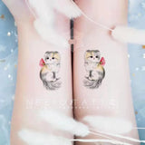 Lianfudai Tatoo Waterproof Cat Japanese Cute Pet Arm Semi Permanent Tattoo Cat Animal Funny Tattoo Sticker Temporary Tattoos for Men Women