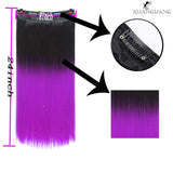 Lianfudai  24inche 5Clip Long Straight Hair Gradient Straight Hair Synthesis Hair Extension High Temperature Women Hair Extension