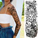 Lianfudai Sexy Full Arm Temporary Tattoos Sticker For Women Men Adult Gun Nun Vines Realistic Fake Tattoo Sleeves Large Tatoos Paste