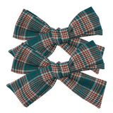 Lianfudai 2 PCS 4 inches Plaid Festive Accessories Tartan Bow Hair Clips Scottish Bow Barrettes for Kids Baby Girls