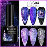 Lianfudai  7ML 2 IN 1 Water Light Cat Magnetic Top Coat Sparkling Glass Bead Magnetic Gel Nail Polish Semi Permanent UV Gel Polish