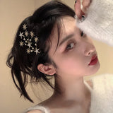 Lianfudai New Women Luxury Elegant Shining Full Stars Silver Gold Hair Clips Sweet Hair Ornament Headband Hairpin Fashion Hair Accessories