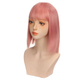 Lianfudai Women's Short wig Synthetic Short Straight BOb Wigs With Air Bangs Daily Wear Heat-Resistant Wig Cosplay Short Bob Wig