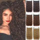 Lianfudai Synthetic Curly Hair 24 Inches 5 Clip-on Hair Extension Wig Wavy Hairstyle Natural Curly Hair Straight Hair Women