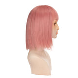 Lianfudai Women's Short wig Synthetic Short Straight BOb Wigs With Air Bangs Daily Wear Heat-Resistant Wig Cosplay Short Bob Wig